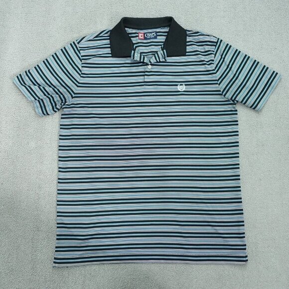 Chaps Polo Shirt Men's Medium Multicolor Striped Short Sleeve Embroidered Logo - Picture 1 of 6